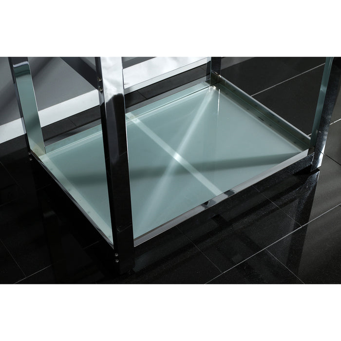 Kingston Commercial KVSP3122B1 31-Inch Stainless Steel Console Sink with Steel Base and Glass Shelf (8-Inch, 3-Hole), Brushed/Polished Chrome