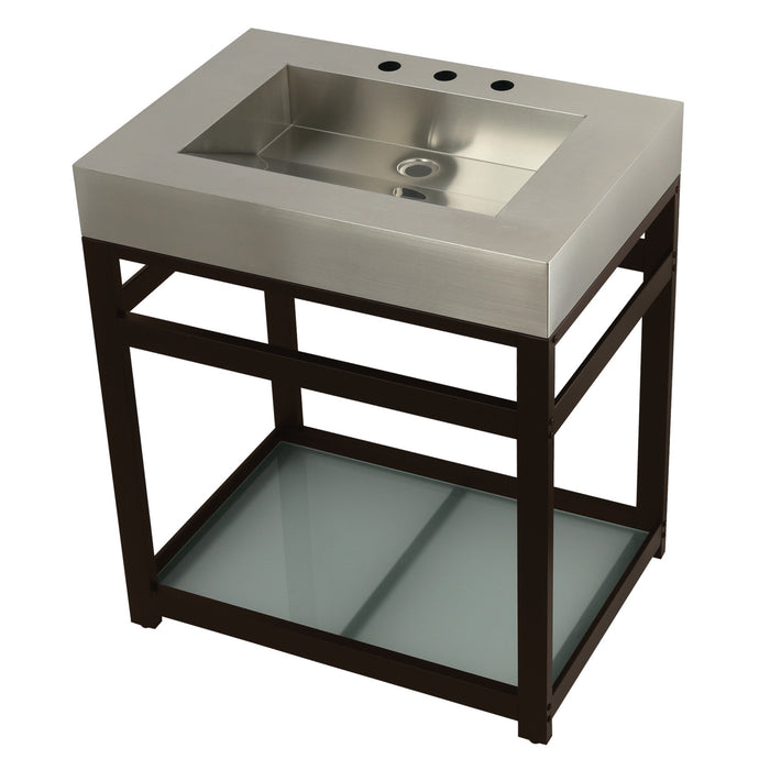 Kingston Commercial KVSP3122B5 Stainless Steel Console Sink with Glass Shelf, Brushed/Oil Rubbed Bronze