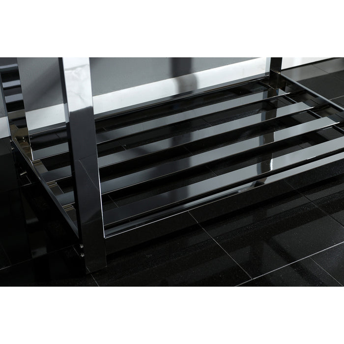 Kingston Kingston Commercial KVSP3722A1 37-Inch Stainless Steel Console Sink with Steel Base and Glass Shelf (8-Inch, 3-Hole), Brushed/Polished Chrome