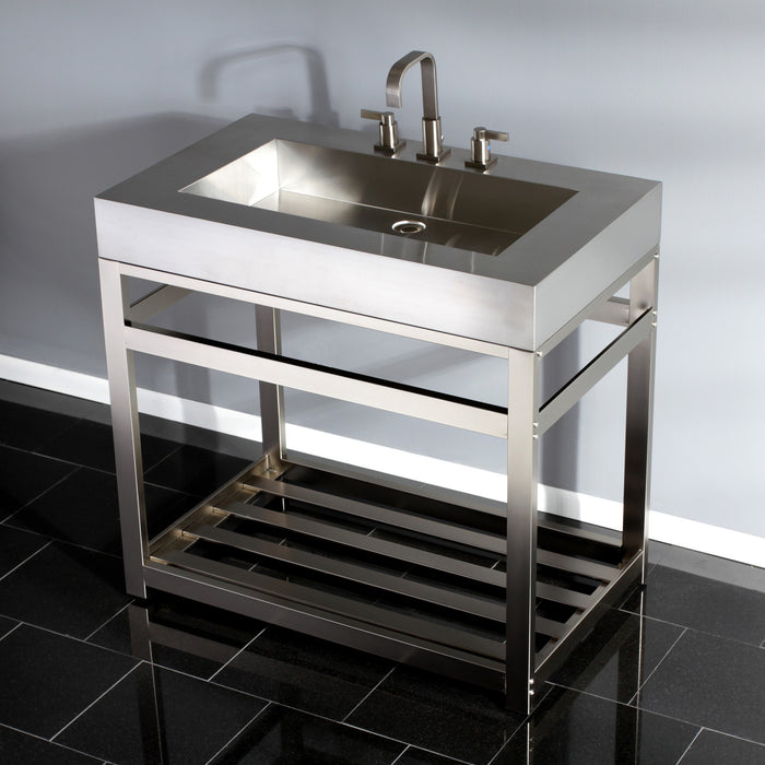 Kingston Commercial KVSP3722A8 Stainless Steel Console Sink, Brushed/Brushed Nickel