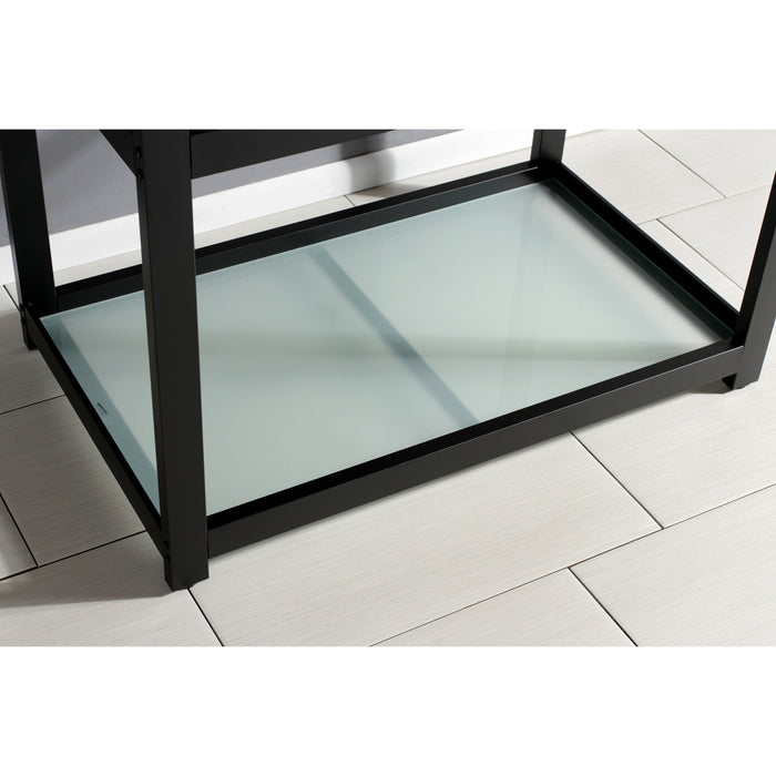 Kingston Commercial KVSP3722B0 Stainless Steel Console Sink with Glass Shelf, Brushed/Matte Black