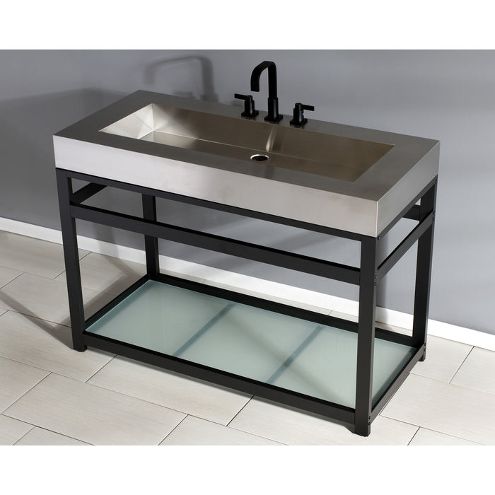 Kingston Commercial KVSP4922B0 Stainless Steel Console Sink with Glass Shelf, Brushed/Matte Black