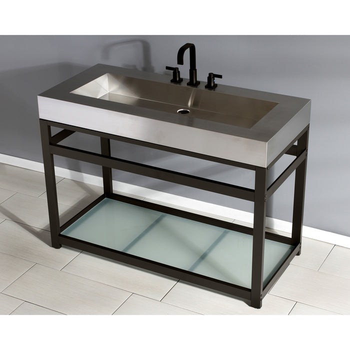 Kingston Commercial KVSP4922B5 Stainless Steel Console Sink with Glass Shelf, Brushed/Oil Rubbed Bronze