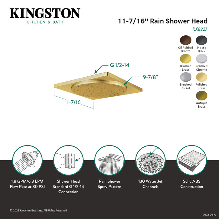 Claremont KX8222 12-Inch Square Plastic Shower Head, Polished Brass