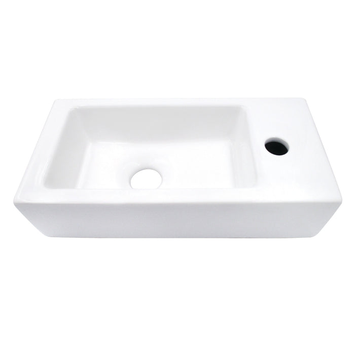 Dibrach LB1473R Rectangle Wall Mount Ceramic Bathroom Sink, White