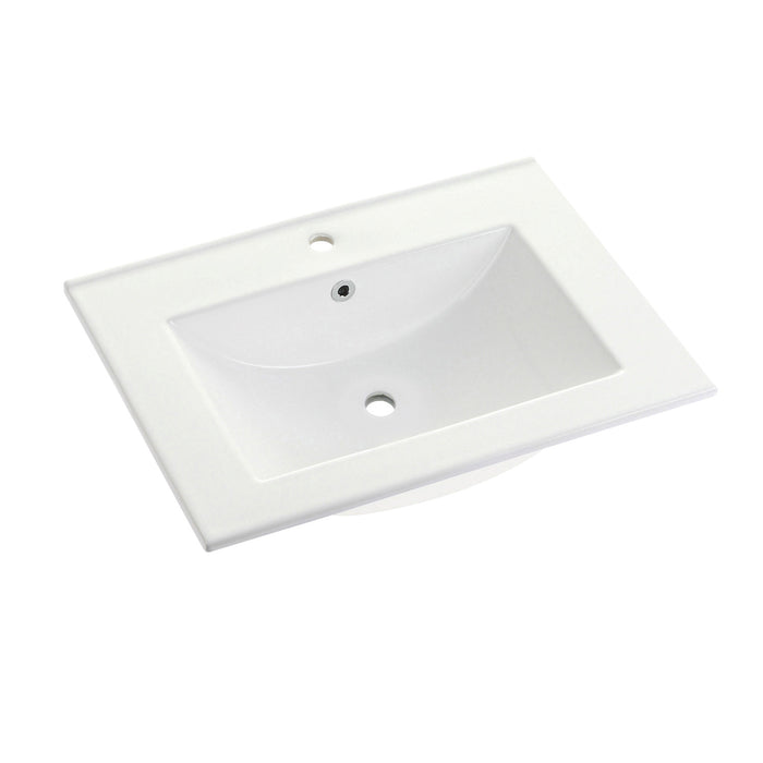 Ultra Modern LBT24187W1 24-Inch Ceramic Vanity Sink Top (1 Hole), White