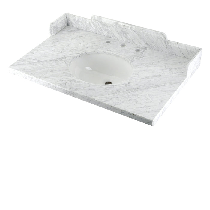 Fauceture LMS3630MB6 36-Inch Carrara Marble Console Sink with Brass Legs, Marble White/Polished Nickel