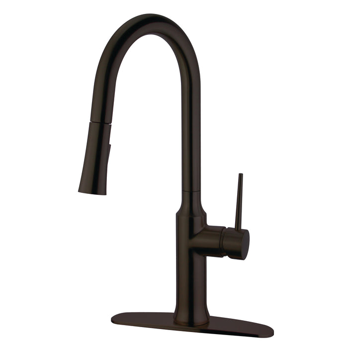New York LS2725NYL Single-Handle 1-Hole Deck Mount Pull-Down Sprayer Kitchen Faucet, Oil Rubbed Bronze