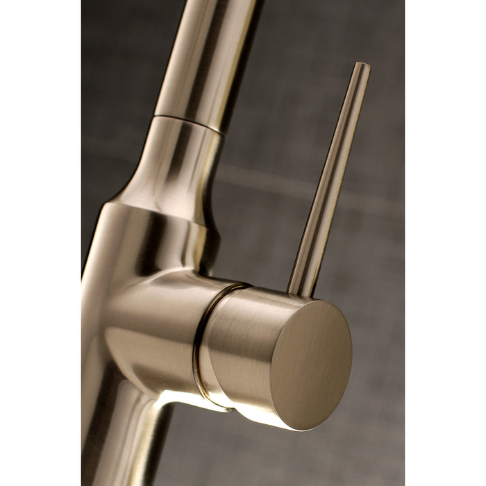 New York LS2728NYL Single-Handle 1-Hole Deck Mount Pull-Down Sprayer Kitchen Faucet, Brushed Nickel