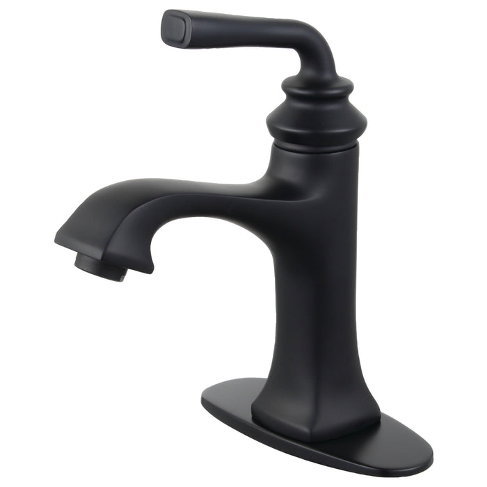 Restoration LS4420RXL Single-Handle 1-Hole Deck Mount Bathroom Faucet with Push Pop-Up, Matte Black