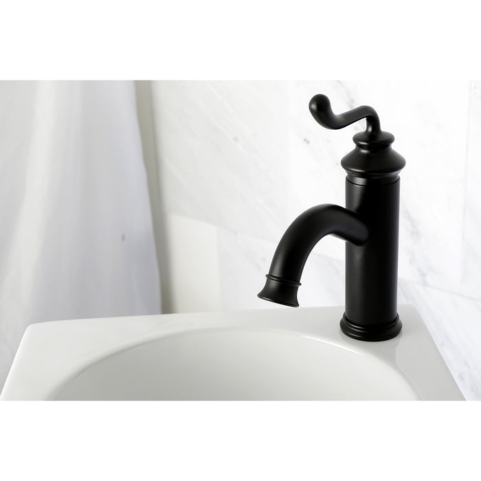 Royale LS5410RL Single-Handle 1-Hole Deck Mount Bathroom Faucet with Push Pop-Up, Matte Black