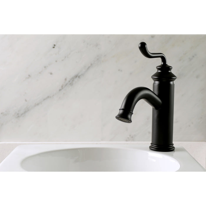 Royale LS5410RL Single-Handle 1-Hole Deck Mount Bathroom Faucet with Push Pop-Up, Matte Black