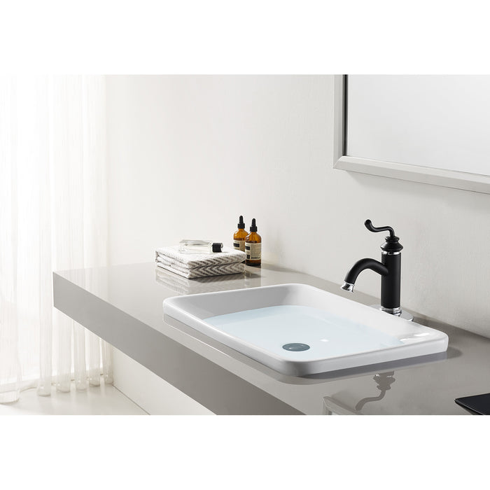 Royale LS5417RL Single-Handle 1-Hole Deck Mount Bathroom Faucet with Push Pop-Up, Matte Black/Polished Chrome