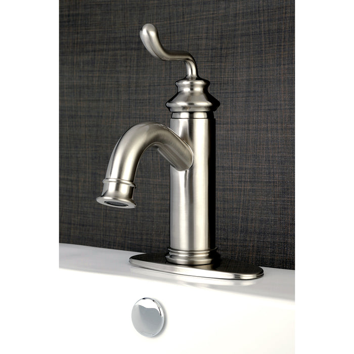 Royale LS5418RL Single-Handle 1-Hole Deck Mount Bathroom Faucet with Push Pop-Up, Brushed Nickel