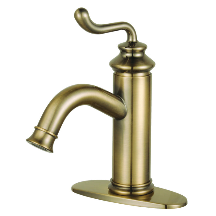 Royale LS541RLAB Single-Handle 1-Hole Deck Mount Bathroom Faucet with Push Pop-Up, Antique Brass