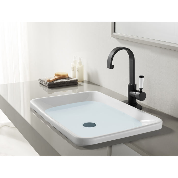 Paris LS8210DPL Single-Handle 1-Hole Deck Mount Bathroom Faucet with Push Pop-Up, Matte Black