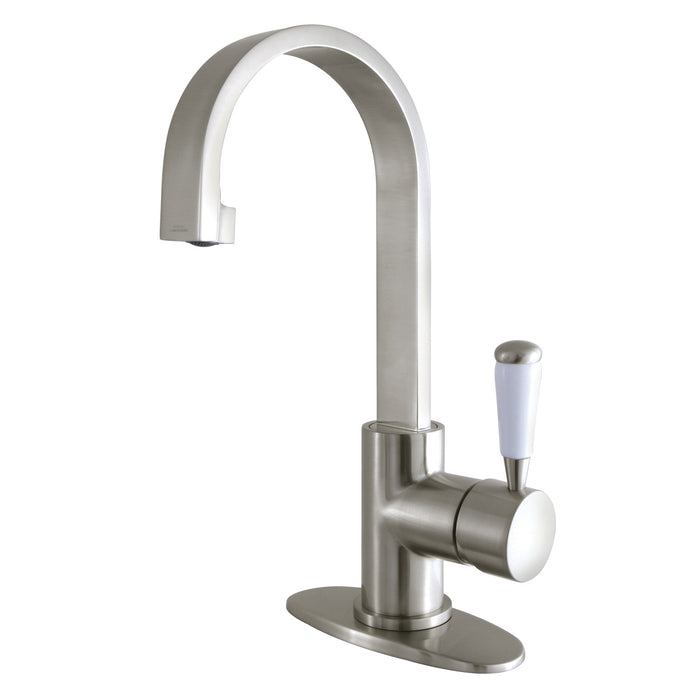 Paris LS8218DPL Single-Handle 1-Hole Deck Mount Bathroom Faucet with Push Pop-Up, Brushed Nickel