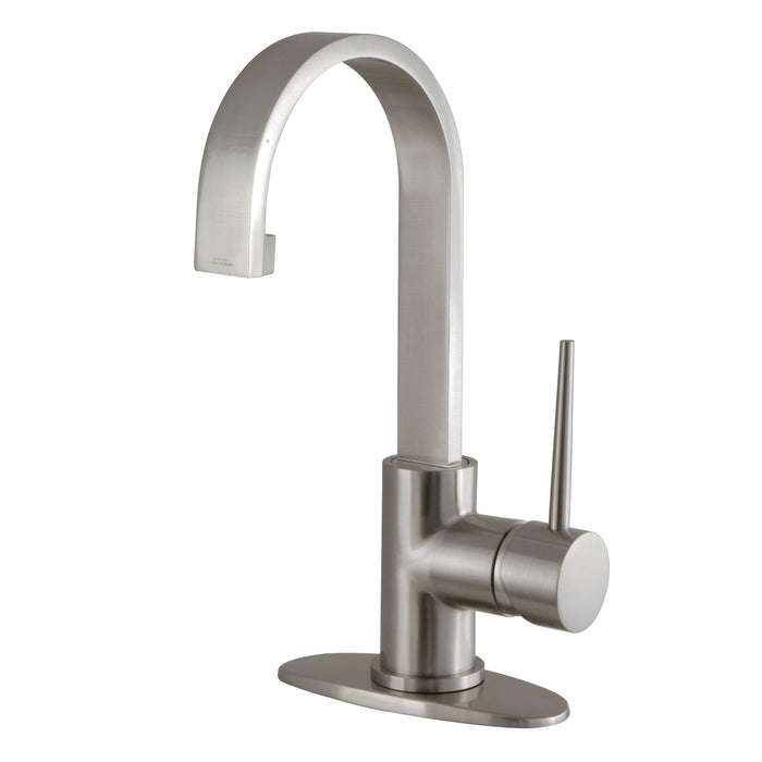 New York LS8218NYL Single-Handle 1-Hole Deck Mount Bathroom Faucet with Push Pop-Up, Brushed Nickel