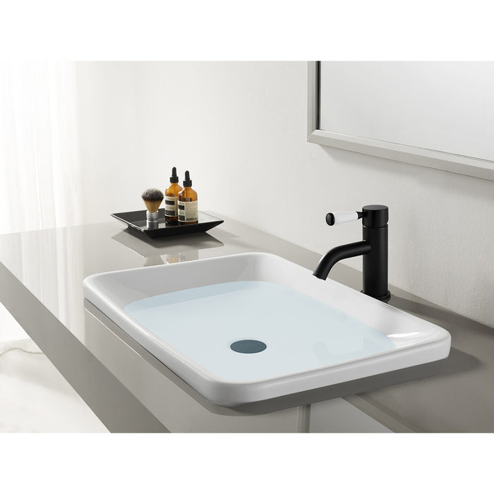 Paris LS8220DPL Single-Handle 1-Hole Deck Mount Bathroom Faucet with Push Pop-Up, Matte Black