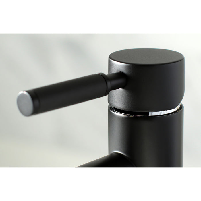Kaiser LS8227DKL Single-Handle 1-Hole Deck Mount Bathroom Faucet with Push Pop-Up, Matte Black/Polished Chrome