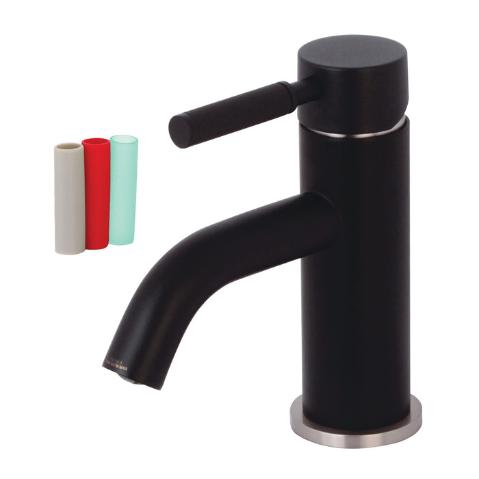 Kaiser LS8229DKL Single-Handle 1-Hole Deck Mount Bathroom Faucet with Push Pop-Up, Matte Black/Brushed Nickel