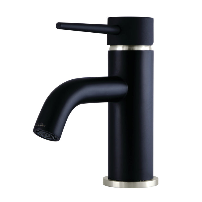 New York LS8229NYL Single-Handle 1-Hole Deck Mount Bathroom Faucet with Push Pop-Up, Matte Black/Brushed Nickel