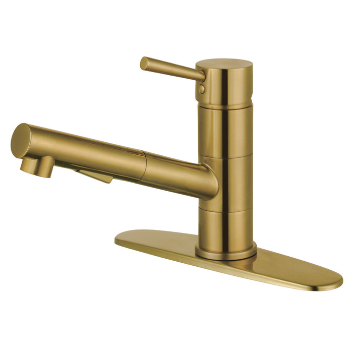 Concord LS8403DL Single-Handle 1-Hole Deck Mount Pull-Out Sprayer Kitchen Faucet, Brushed Brass