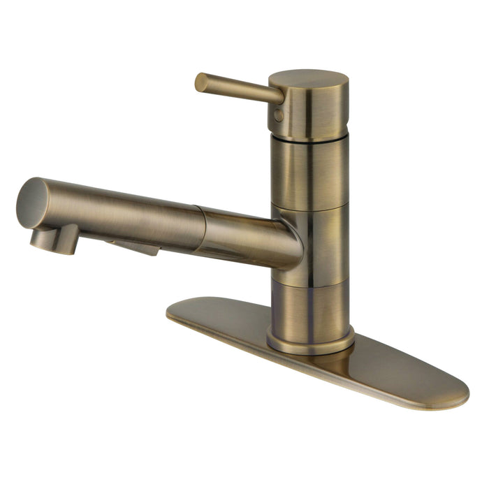Concord LS840DLAB Single-Handle 1-Hole Deck Mount Pull-Out Sprayer Kitchen Faucet, Antique Brass