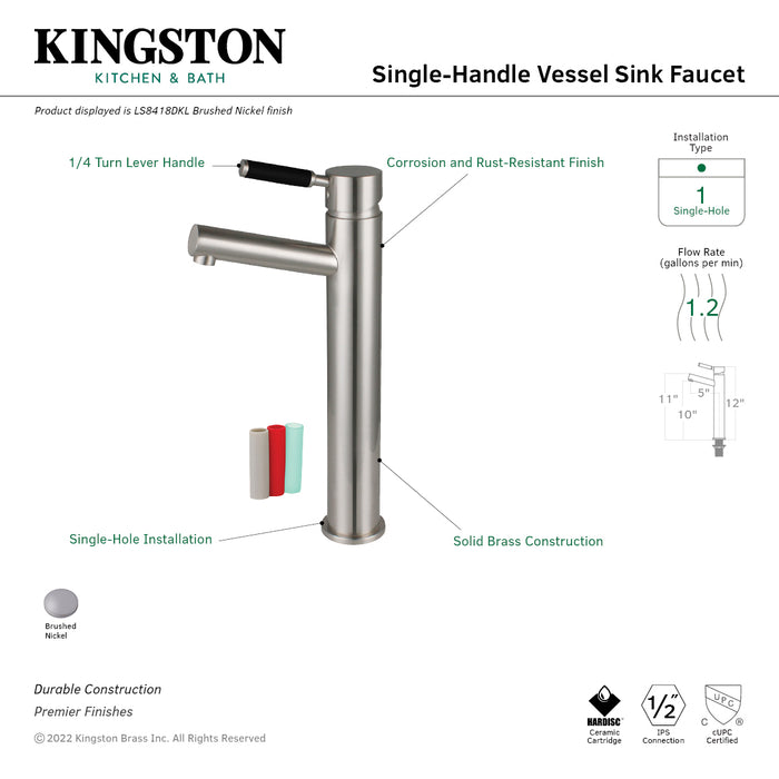 Kaiser LS8418DKL Single-Handle 1-Hole Deck Mount Vessel Faucet, Brushed Nickel