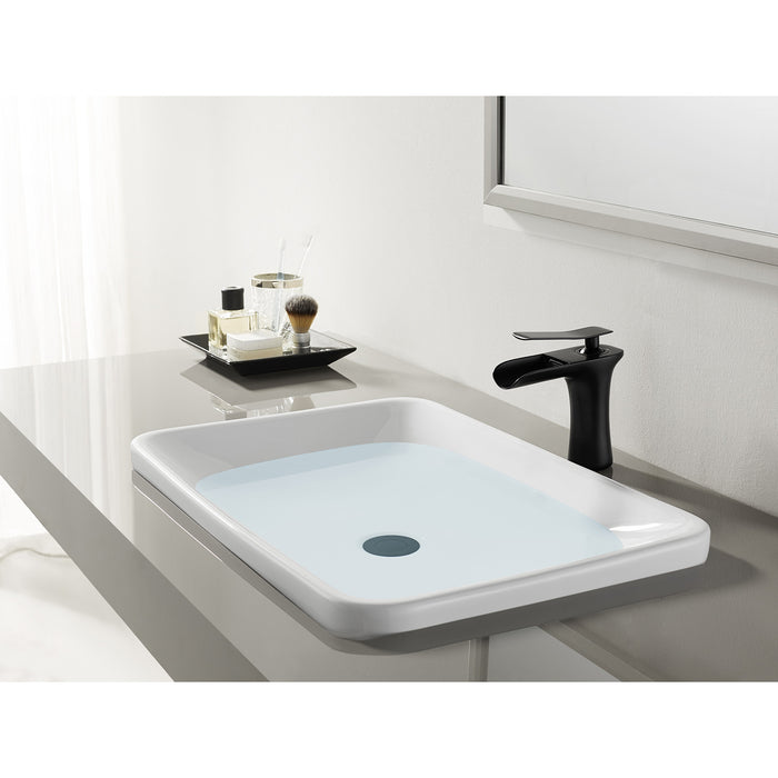 Executive LS8420QLL Single-Handle 1-Hole Deck Mount Bathroom Faucet with Push Pop-Up, Matte Black