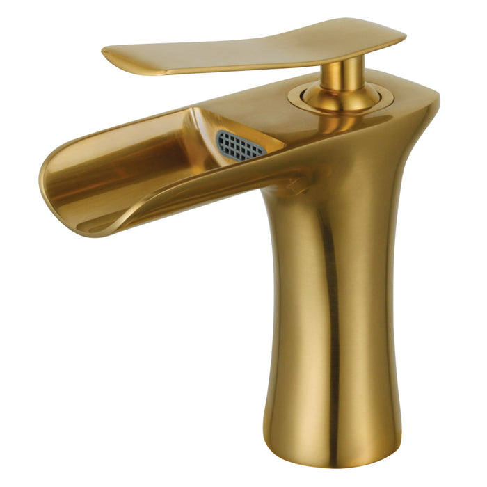 Executive LS8423QLL Single-Handle 1-Hole Deck Mount Bathroom Faucet with Push Pop-Up, Brushed Brass