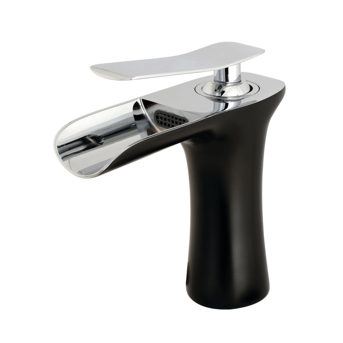 Executive LS8427QLL Single-Handle 1-Hole Deck Mount Bathroom Faucet with Push Pop-Up, Matte Black/Polished Chrome
