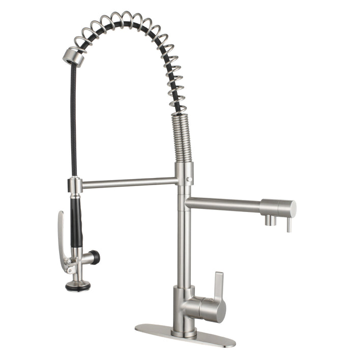 Continental LS8508CTL Single-Handle 1-Hole Deck Mount Pre-Rinse Kitchen Faucet, Brushed Nickel