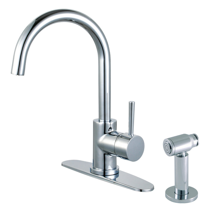 Concord LS8571DLBS Single-Handle Deck Mount Kitchen Faucet with Side Sprayer, Polished Chrome