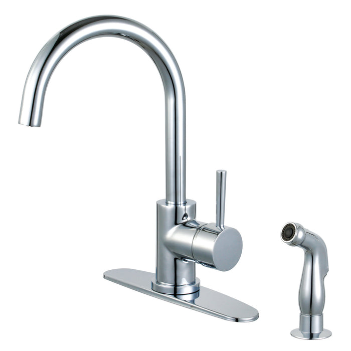 Concord LS8571DLSP Single-Handle Deck Mount Kitchen Faucet with Side Sprayer, Polished Chrome