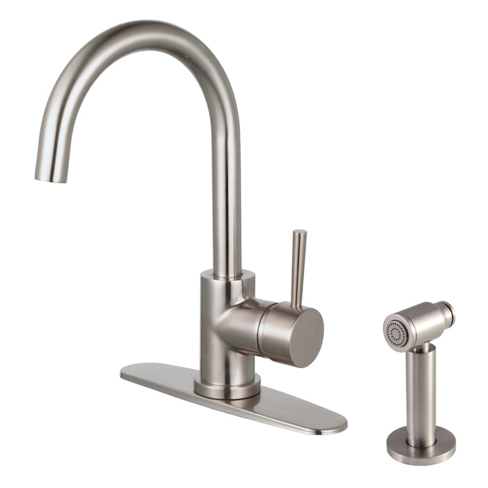 Concord LS8578DLBS Single-Handle Deck Mount Kitchen Faucet with Side Sprayer, Brushed Nickel