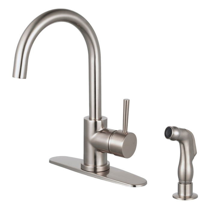 Concord LS8578DLSP Single-Handle Deck Mount Kitchen Faucet with Side Sprayer, Brushed Nickel