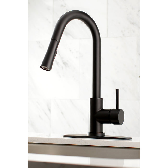 Concord LS8620DL Single-Handle 1-Hole Deck Mount Pull-Down Sprayer Kitchen Faucet, Matte Black