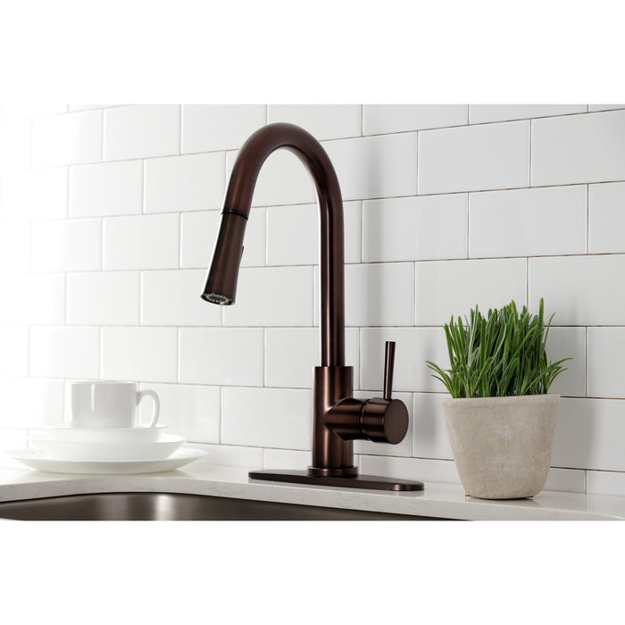 Concord LS8625DL Single-Handle 1-Hole Deck Mount Pull-Down Sprayer Kitchen Faucet, Oil Rubbed Bronze