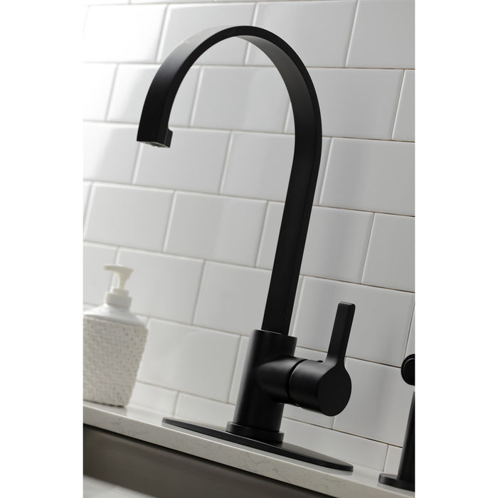 Continental LS8710CTLBS Single-Handle Deck Mount Kitchen Faucet with Brass Sprayer and Deck Plate, Matte Black