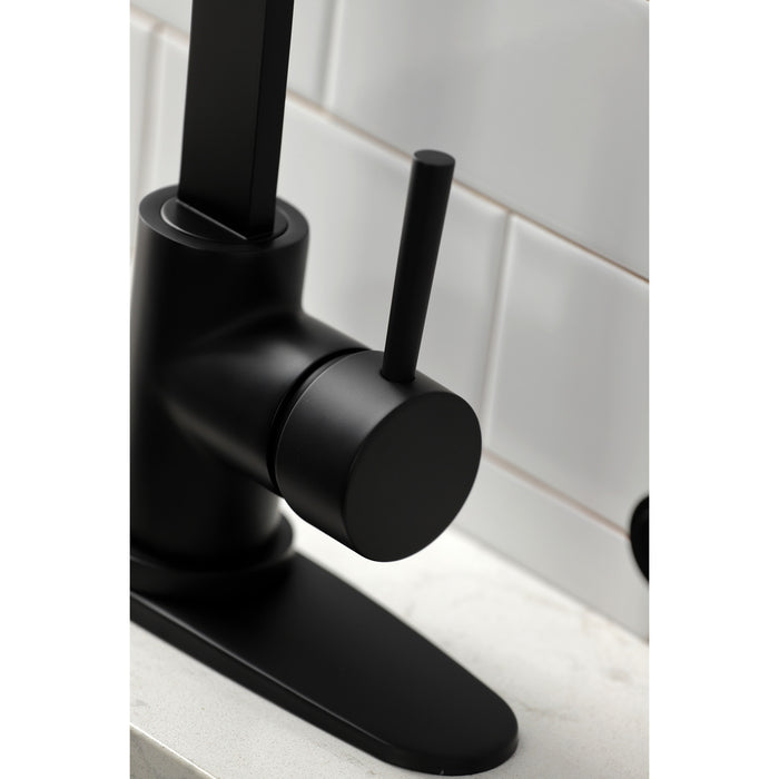 Concord LS8710DLBS Single-Handle Deck Mount Kitchen Faucet with Brass Sprayer and Deck Plate, Matte Black