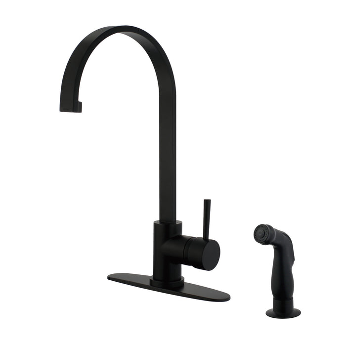 Concord LS8710DLSP Single-Handle 2-Hole Deck Mount Kitchen Faucet with Side Sprayer, Matte Black