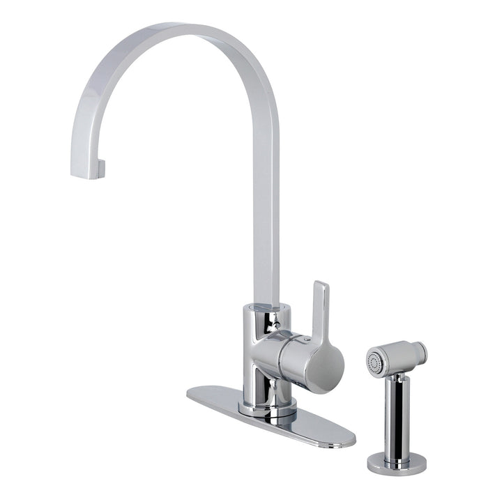 Continental LS8711CTLBS Single-Handle Deck Mount Kitchen Faucet with Brass Sprayer and Deck Plate, Polished Chrome