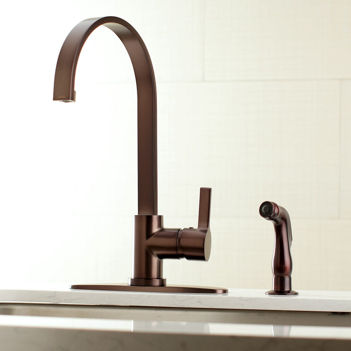 Continental LS8715CTLSP Single-Handle 2-Hole Deck Mount Kitchen Faucet with Side Sprayer, Oil Rubbed Bronze