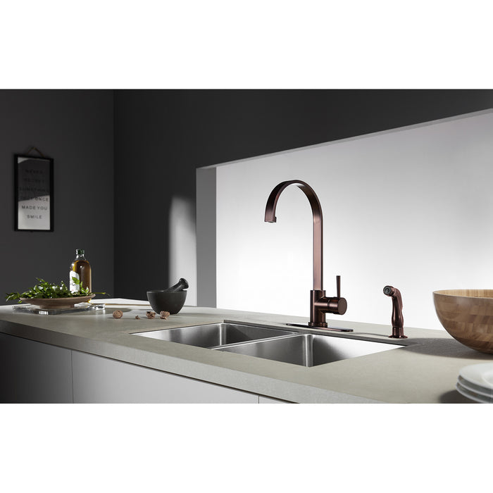 Concord LS8715DLSP Single-Handle 2-Hole Deck Mount Kitchen Faucet with Side Sprayer, Oil Rubbed Bronze