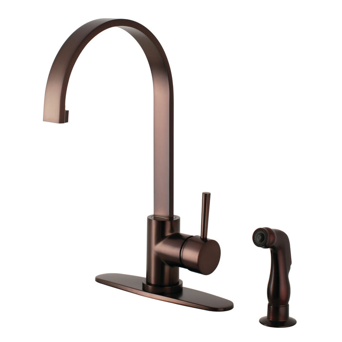 Concord LS8715DLSP Single-Handle 2-Hole Deck Mount Kitchen Faucet with Side Sprayer, Oil Rubbed Bronze
