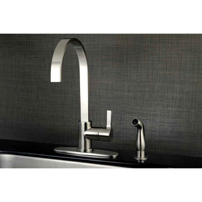 Continental LS8718CTLSP Single-Handle 2-Hole Deck Mount Kitchen Faucet with Side Sprayer, Brushed Nickel