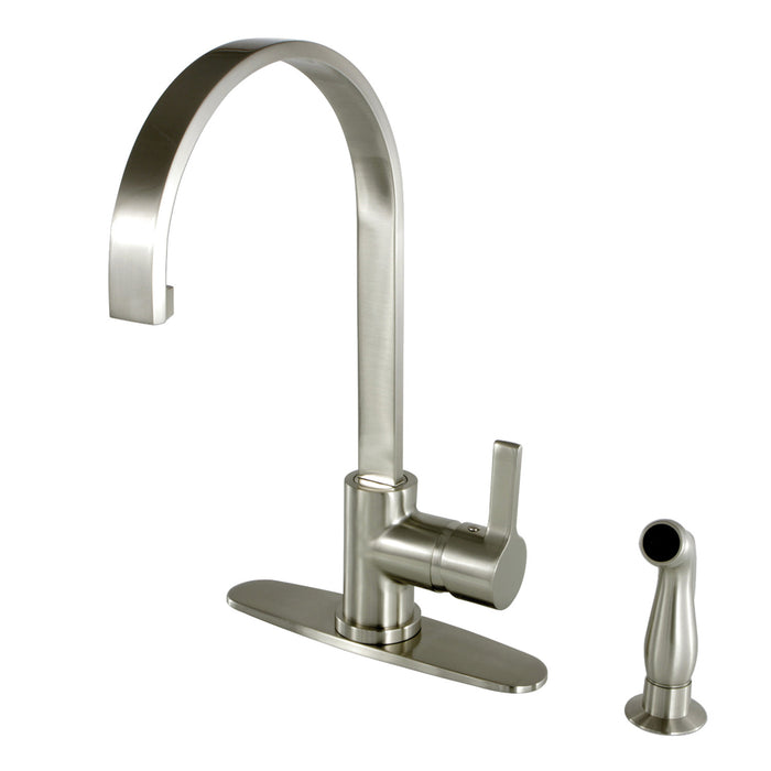 Continental LS8718CTLSP Single-Handle 2-Hole Deck Mount Kitchen Faucet with Side Sprayer, Brushed Nickel