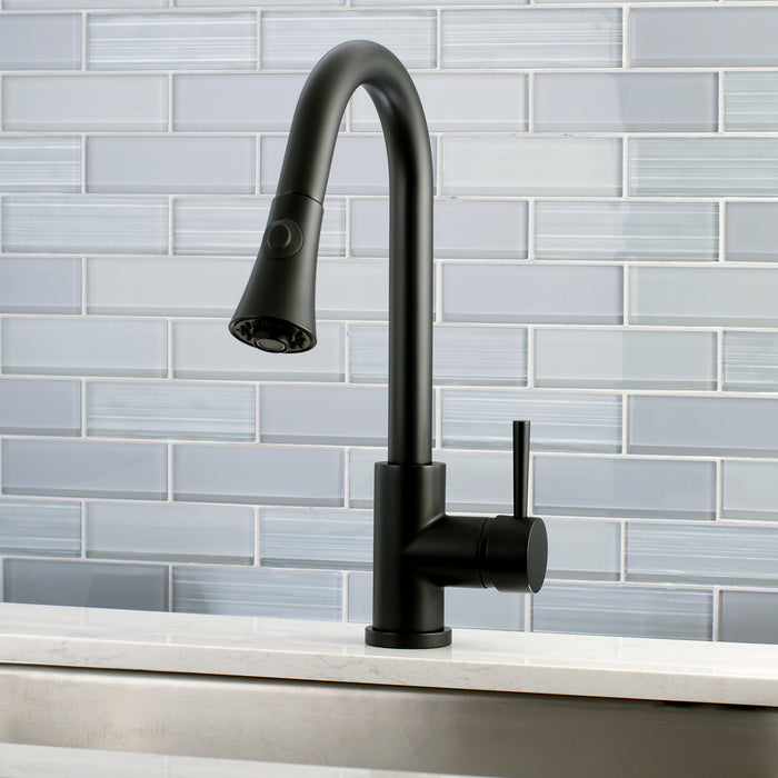 Concord LS8720DL Single-Handle 1-Hole Deck Mount Pull-Down Sprayer Kitchen Faucet, Matte Black