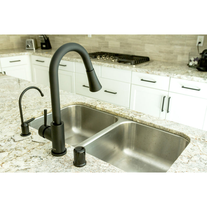 Concord LS8720DL Single-Handle 1-Hole Deck Mount Pull-Down Sprayer Kitchen Faucet, Matte Black